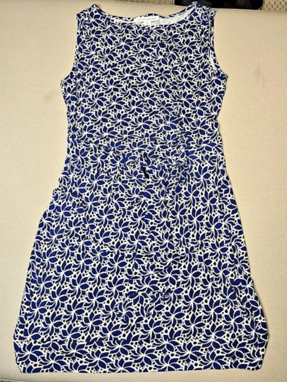 Diane Von Furstenberg Size 14 Blue White Sleeveless Dress Designer